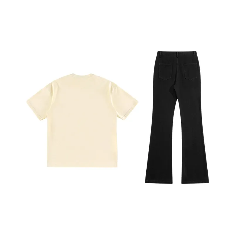 BAGE Casual Sportswear Unisex White Black Jeans-21
