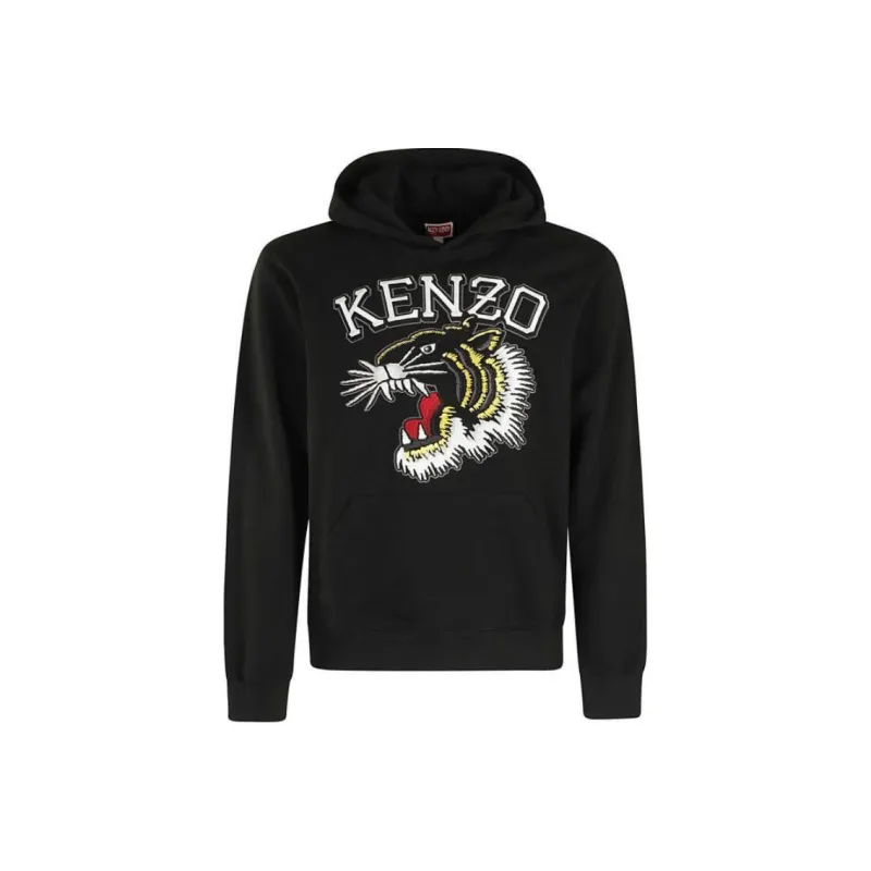 KENZO Tiger Embroidered Kangaroo Pocketed Hoodie-0
