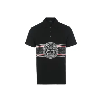 VERSACE Medusa Head Printed Short Sleeved Polo Shirt