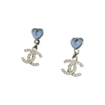 CHANEL Heart Shaped Design Earrings Unisex