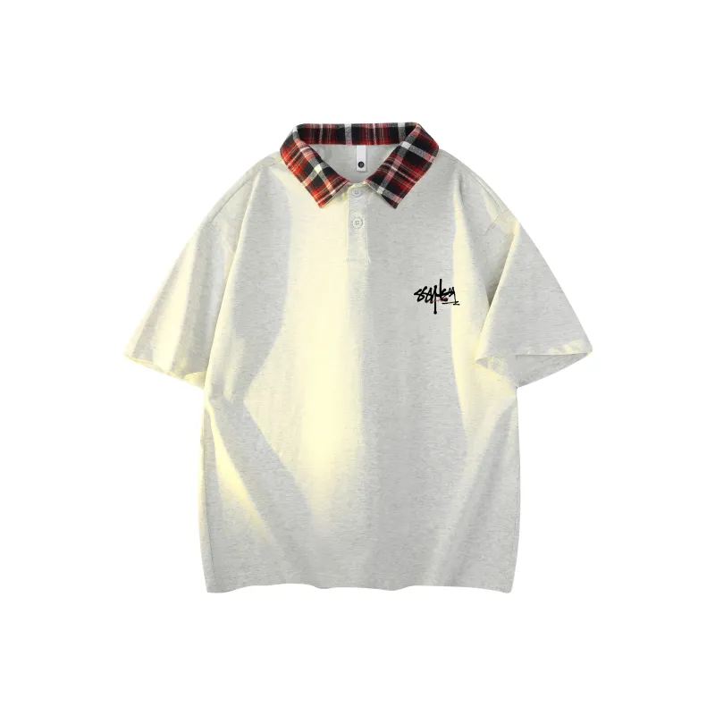 KADAKADA SUITE Polo Shirt Unisex Heather Gray/Red Plaid-1