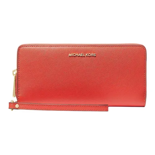 MICHAEL KORS Saffiano Leather Wallet Large Size Women's Coral