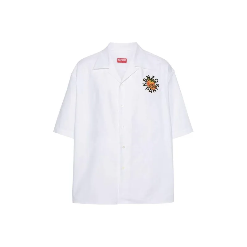 KENZO Logo Patch Collared Short Sleeve Shirt-0
