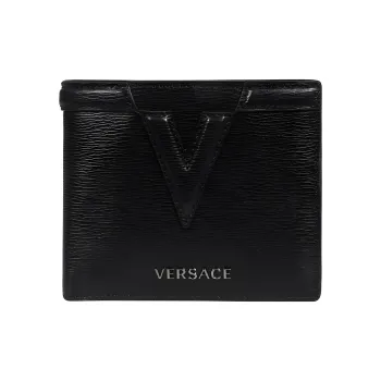 VERSACE Calfskin Wallet Men's Black