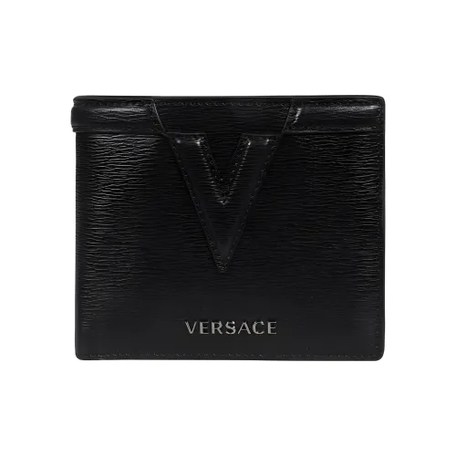 VERSACE Calfskin Wallet Men's Black