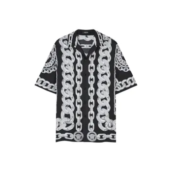 VERSACE Chain Link Printed Short Sleeved Shirt