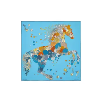 HERMES Robe Legere Silk Scarf Women's Blue