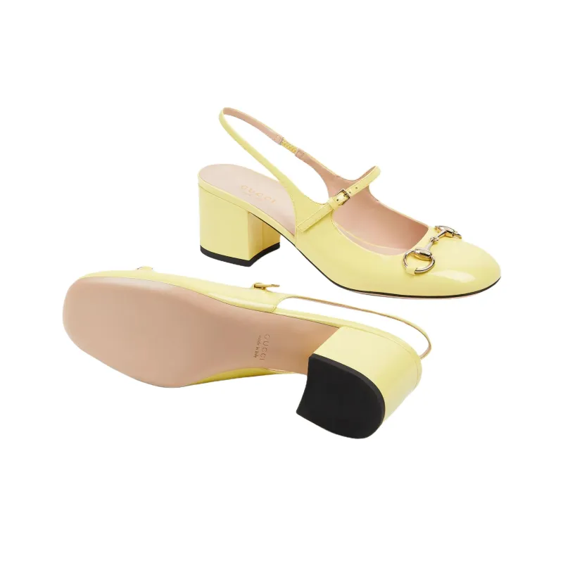 GUCCI Chunky Heel High Heels 5.5cm Women's Yellow-4