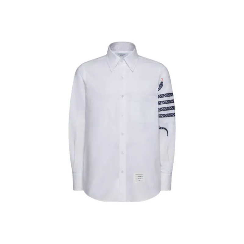 THOM BROWNE Embroidered snake Cotton Shirt-0