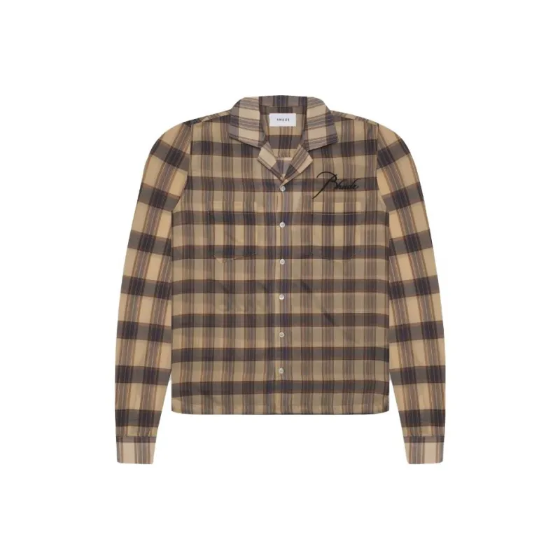 RHUDE Sheer Plaid Button Down-0
