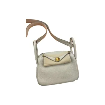 HERMES Lindy Clemence Leather Shoulder Bag, Crossbody Bag, Handbag Mini Women's 10 Craie Milkshake White