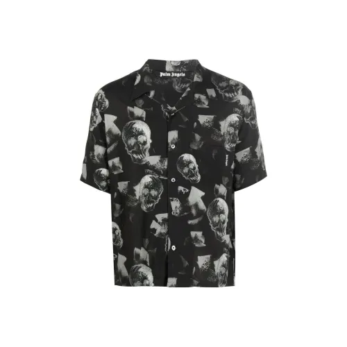 PALM ANGELS Skull Print Bowling Shirt