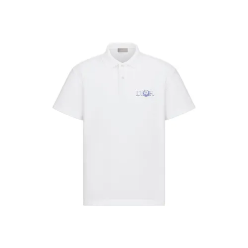 DIOR x HYLTON NEL SS25 Summer Men's Clothing Collection Polo Shirt Men's White