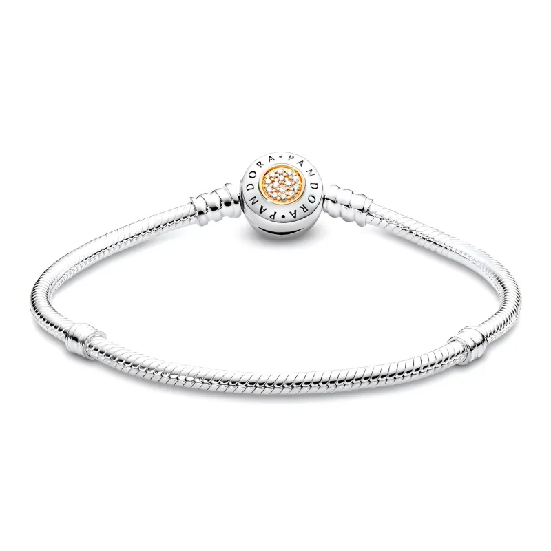 Pandora Moments Sterling Silver Signature Bracelet With 14K Gold Clasp-1