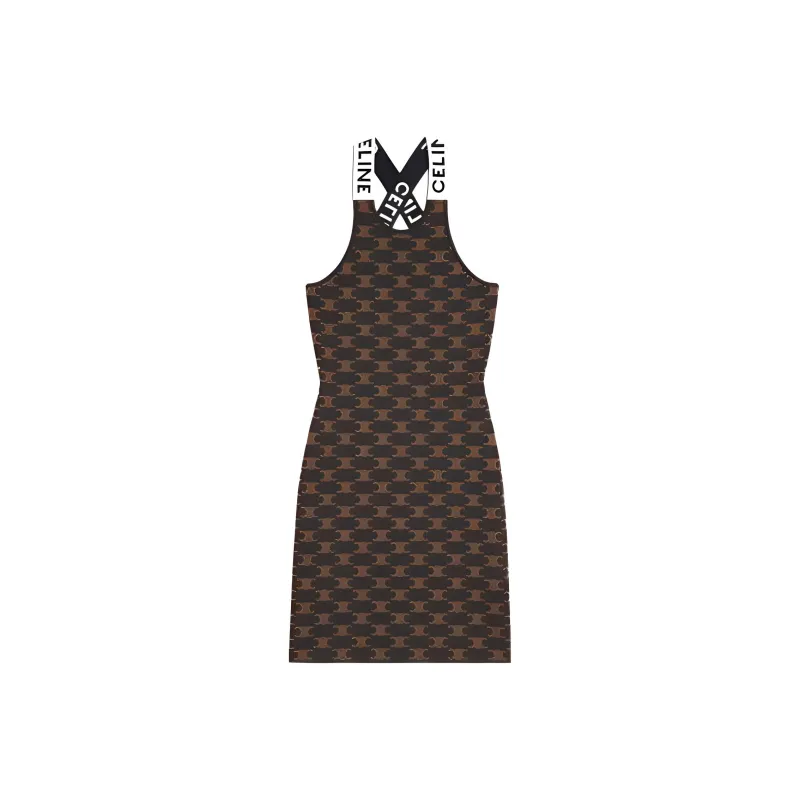 CELINE FW22 Sleeveless Dress Women's Brown-1
