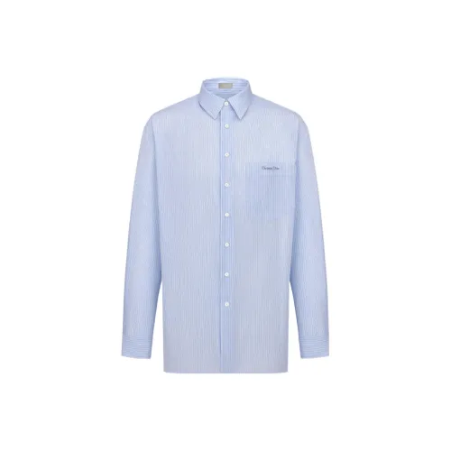 DIOR SS22 Shirt Men's White Blue Stripes