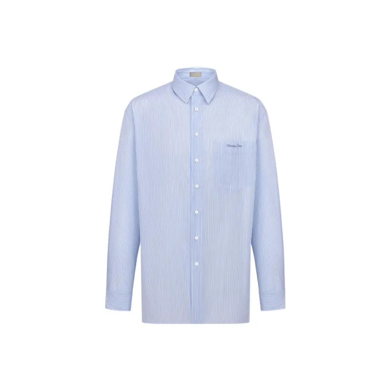 DIOR SS22 Shirt Men's White Blue Stripes-0