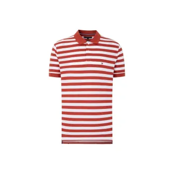 Tommy Hilfiger Polo Shirt Men's Red White Stripes