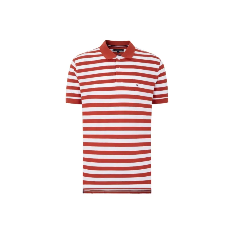 Tommy Hilfiger Polo Shirt Men's Red White Stripes-0
