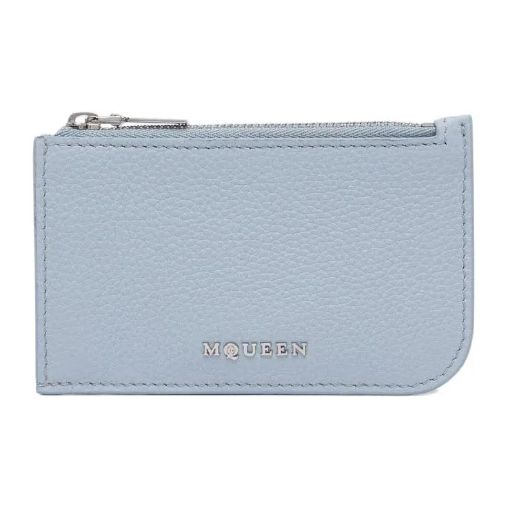 Alexander McQueen Leather Card Holder Women's Light Blue-0