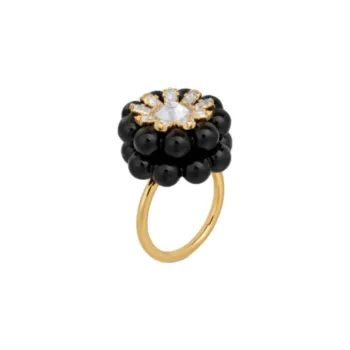 CELINE Rhinestone, Brass Rings Women's Black