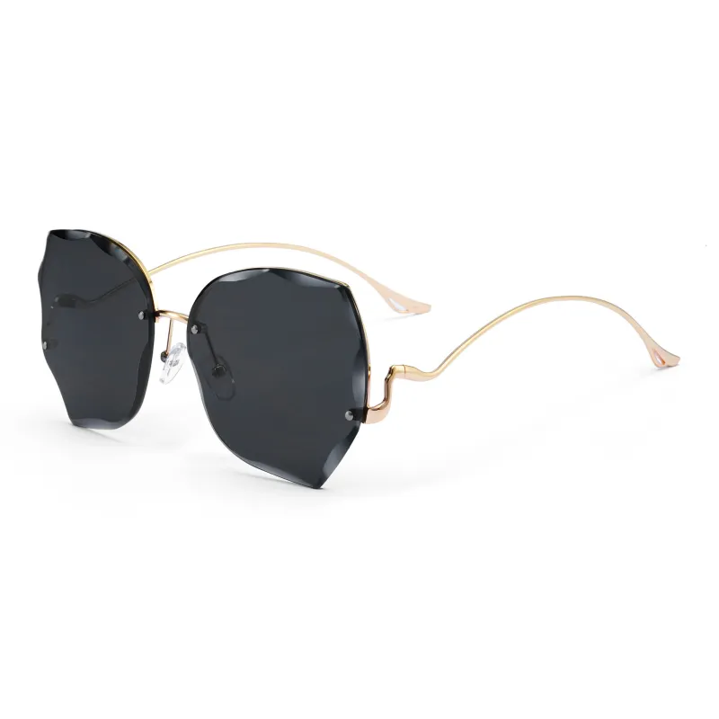 Wood Premium Alloy Irregular Shape Sunglasses Women's-2