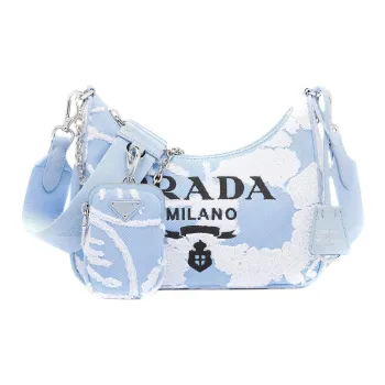 PRADA Re Edition Fabric 3 in 1 Handbag, Shoulder Bag, Crossbody Bag Women's Blue/White