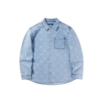 HLA JEANS Shirt Men's Denim Blue Pattern 02