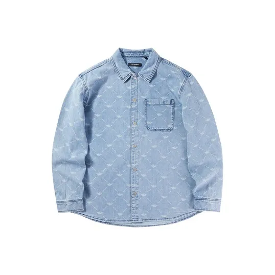 HLA JEANS Shirt Men's Denim Blue Pattern 02-0