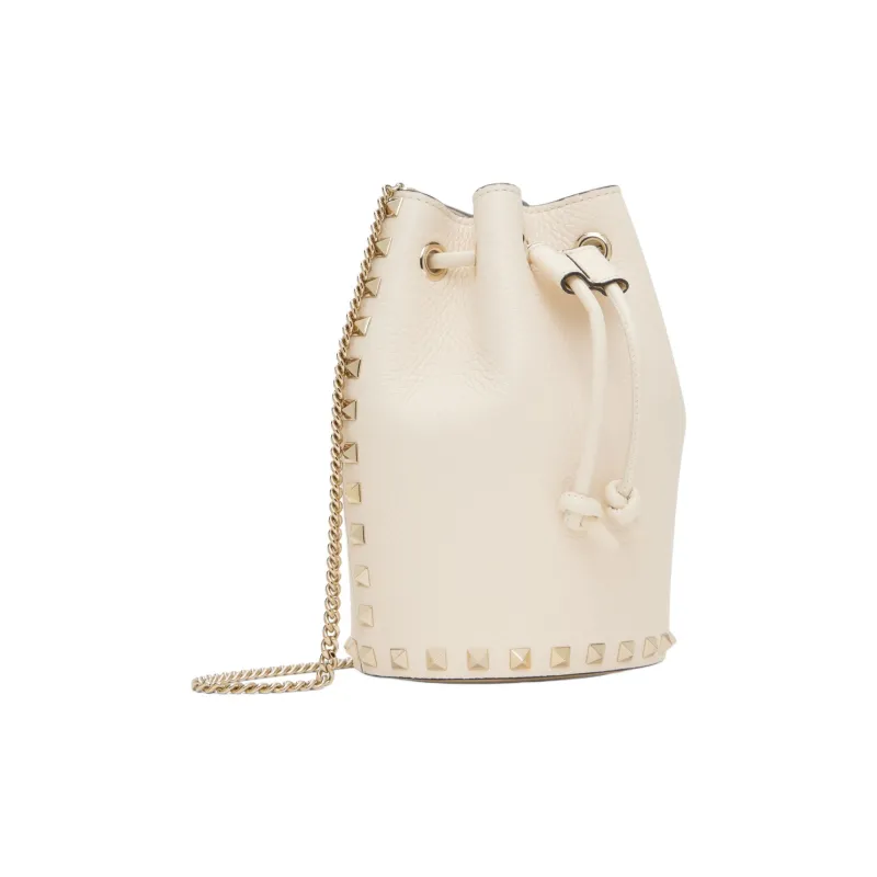 Valentino Rockstud Grain Leather Shoulder Bag Mini Women's Ecru-1