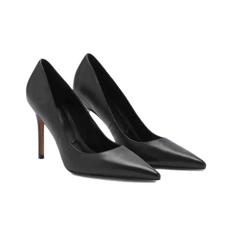 MANGO Slim Heel High Heels 9.5cm Women's Black-1