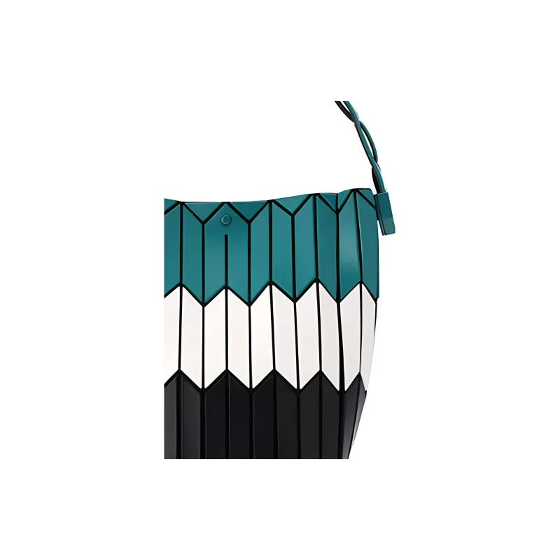ISSEY MIYAKE Bucket Polyester Shoulder Bag Crossbody Bag Handbag Small Size Women's Green & Black & White-2