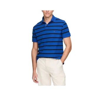 Tommy Hilfiger Polo Shirt Men's Dark Gray Stripes