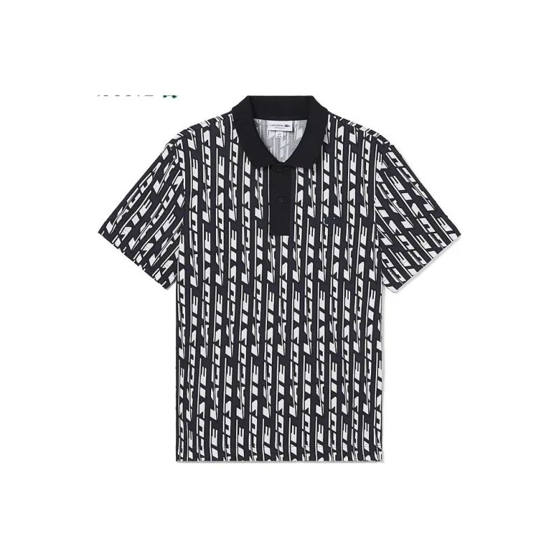LACOSTE Polo Shirt Men's Black White-0