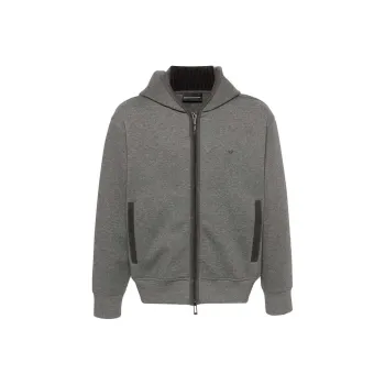 EMPORIO ARMANI Logo Embroidered Zip-Up Hoodie