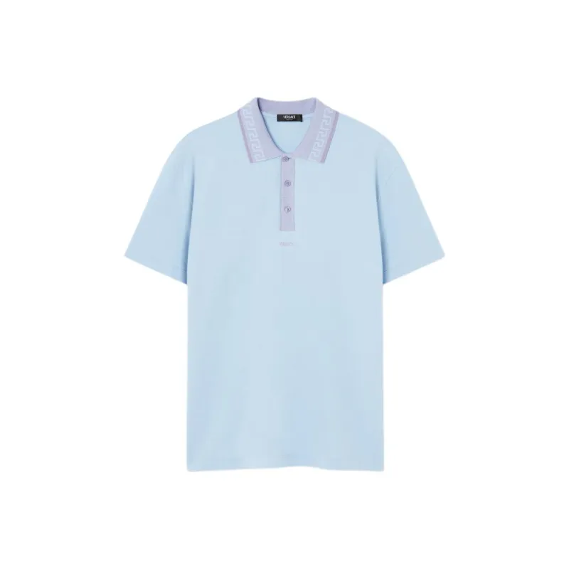 VERSACE Greca Collar Short Sleeved Polo Shirt-0