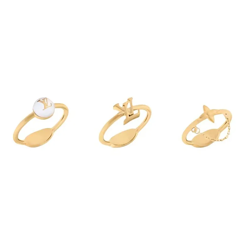 LOUIS VUITTON Metal, Resin, Bead Rings Women's Gold-1