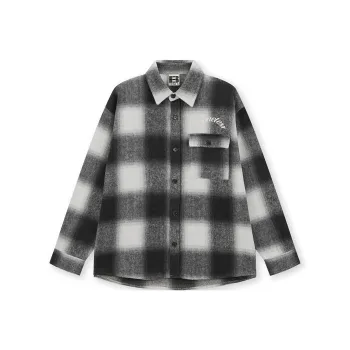 BONELESS Shirt Unisex Black White Plaid