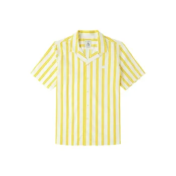 LACOSTE Shirt Unisex Yellow White Stripes