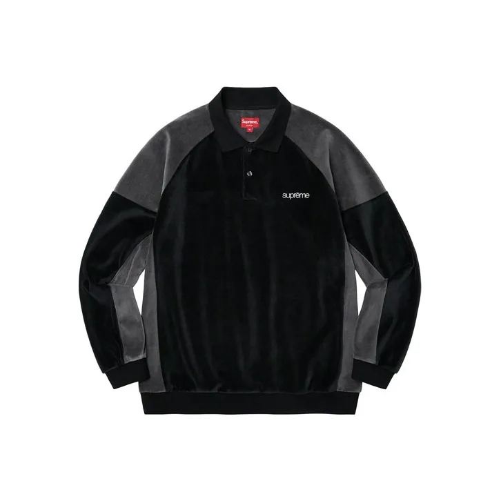 Supreme Paneled Velour L/S Polo-0