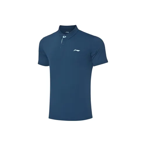 LiNing Fitness Series Polo Shirt Men's Deep Duck Blue