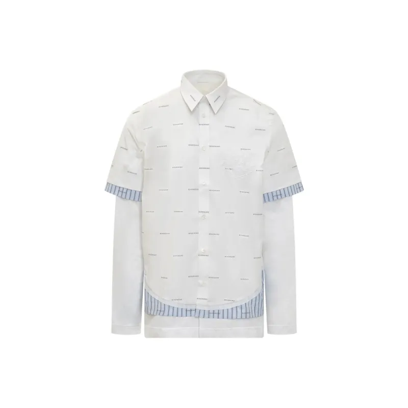 Givenchy All Over Logo Printed Double Layered Shirt-0