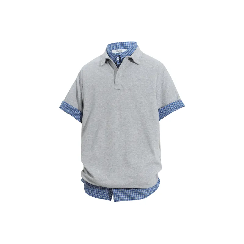 OGEK Polo Shirt Unisex Black POLO Comes With Blue Plaid Shirt-8