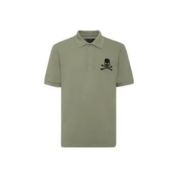 PHILIPP PLEIN Skull & Bones Embroidered Cotton Polo Shirt