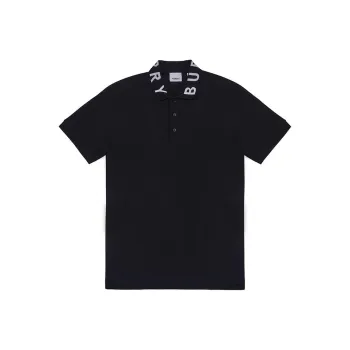 Burberry Men Ryland Collar Logo Polo Black
