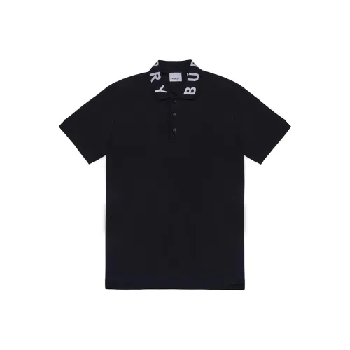 Burberry Men Ryland Collar Logo Polo Black