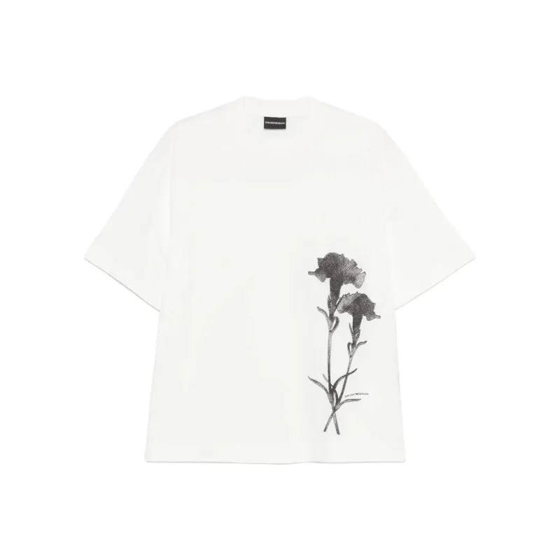 EMPORIO ARMANI Flower embroidered T shirt-0