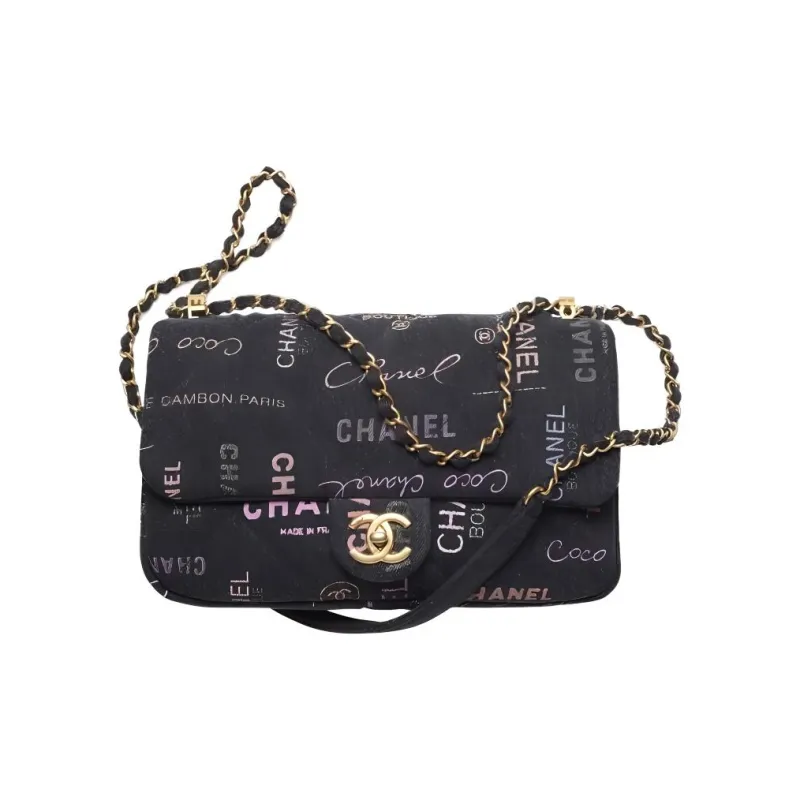 CHANEL Classic Flap CF Denim Flap Bag Chain Bag, Shoulder Bag, Crossbody Bag Women's Black-0