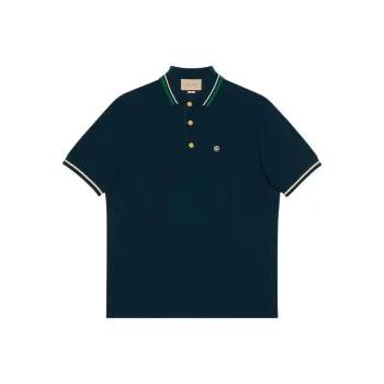 GUCCI FW23 Polo Shirt Men's Lake Blue