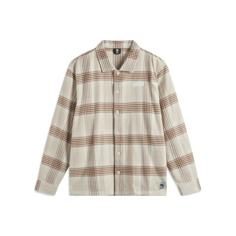 LiNing Badfive Shirt Men's Oat Gray Plaid-0
